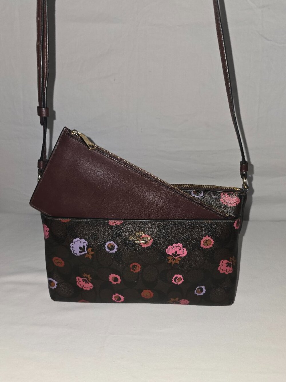Coach F24373 Primrose Floral Signature Crossbody With Pop-Up Zip Leather Pouch